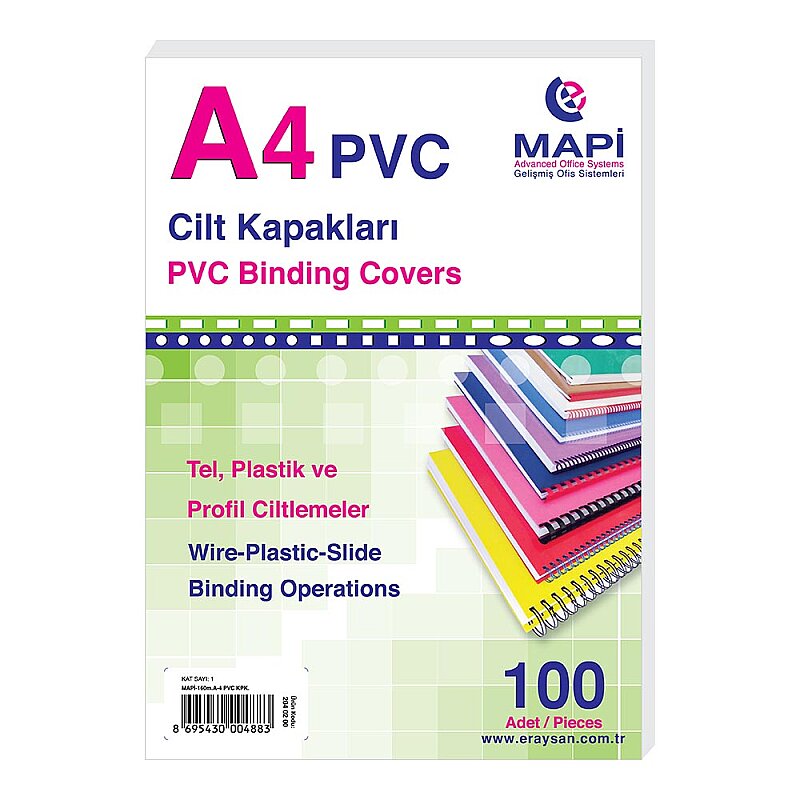 MAPİ PVC CİLT KAPAĞI A4 160mic BEYAZ 100LÜ (2040200)