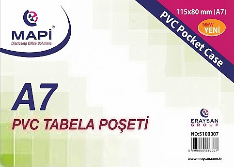 MAPİ PVC TABELA POŞETİ AFİŞ MUHAFAZA KABI A7 ŞEFFAF (5100007) - 1