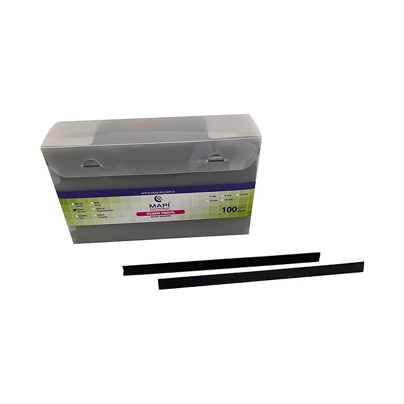 MAPİ ÜÇGEN DOSYA SIRTLIĞI 10mm SİYAH 100LÜ (2141001)