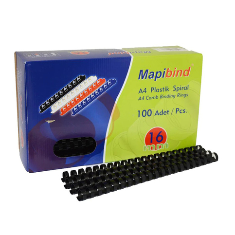 Mapibind Plastik Spiral 16mm Siyah 100lü (2011601) - 1