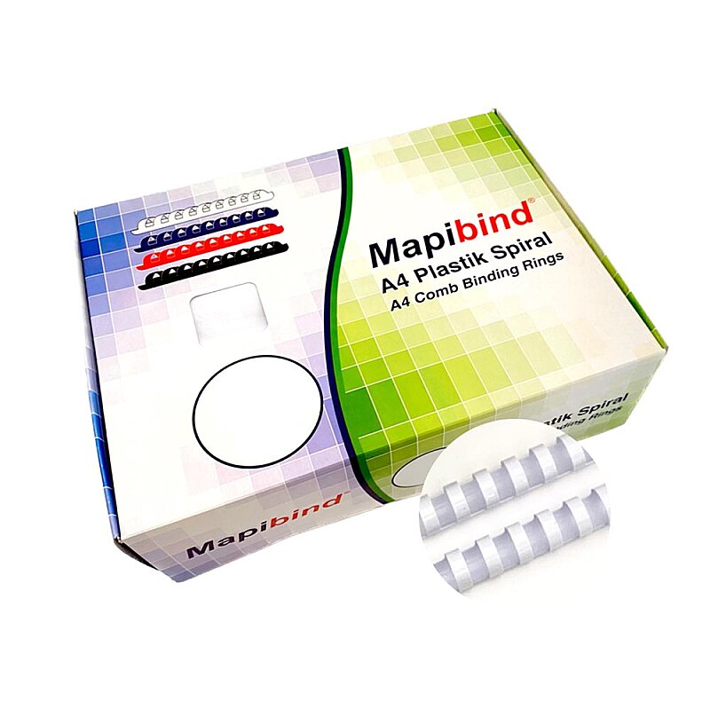 MAPİBİND PLASTİK SPİRAL 16mm BEYAZ 100LÜ (2011600)