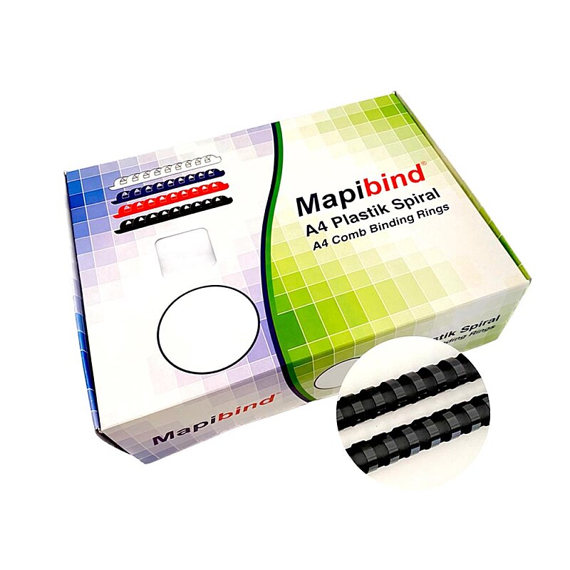 MAPİBİND PLASTİK SPİRAL 18mm SİYAH 100LÜ (2011801)