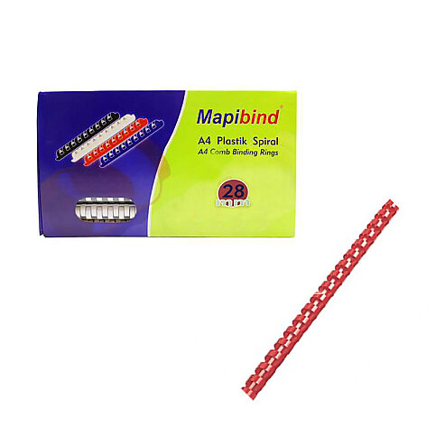 MAPİBİND PLASTİK SPİRAL 28mm KIRMIZI 50Lİ (2012803) - 1