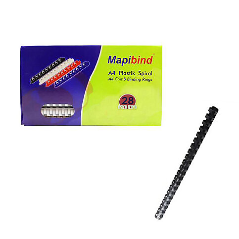 MAPİBİND PLASTİK SPİRAL 28mm SİYAH 50Lİ (2012801) - 1