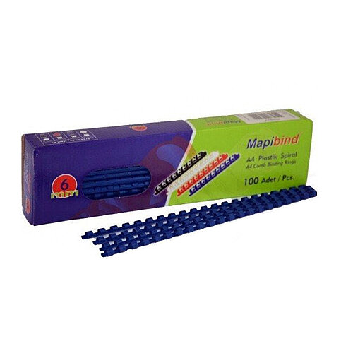 MAPİBİND PLASTİK SPİRAL 6mm LACİVERT 100LÜ (2010602) - 1