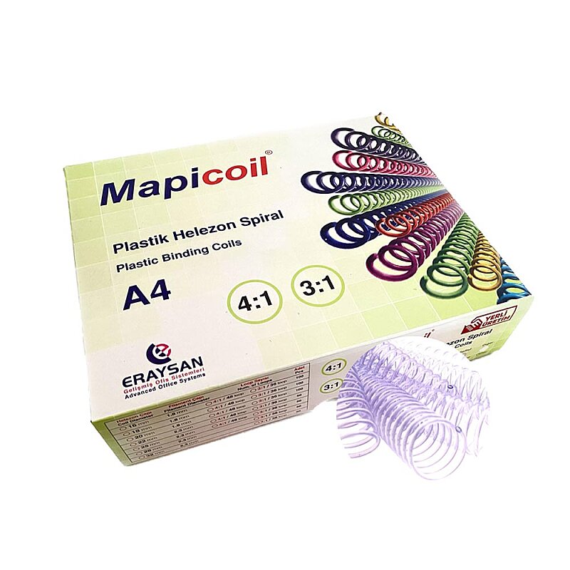 MAPİCOİL HELEZON PLASTİK SPİRAL 4/1 20mm ŞEFFAF 100LÜ (2352004)