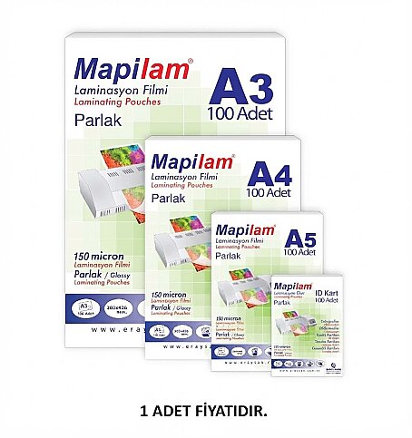 MAPİLAM LAMİNASYON FİLMİ 78x102 125mic 100LÜ (1021210) - 1