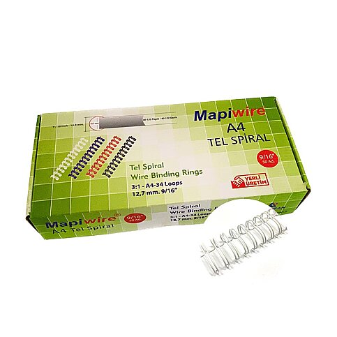MAPİWİRE TEL SPİRAL 9/16 12.7mm BEYAZ 50Lİ (2100700) - 1