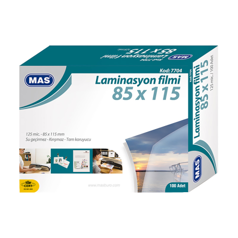 Mas 7704 Laminasyon Filmi 85x115 125mic 100lü - 1