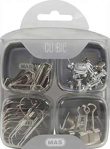MAS 1330 CUBBİE PREMİUM ATAŞ+KISKAÇ+HARİTA ÇİVİSİ SETİ SİLVER 4LÜ - 1