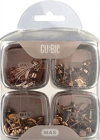 MAS 1332 CUBBİE PREMİUM ATAŞ+KISKAÇ+HARİTA ÇİVİSİ SETİ ROSE GOLD 4LÜ - 1