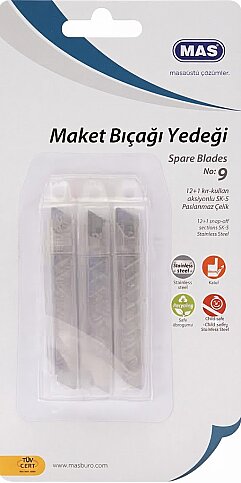 MAS 2573 DAR MAKET BIÇAĞI YEDEĞİ 9mm 10LU TÜP 3LÜ BİLİSTER - 1