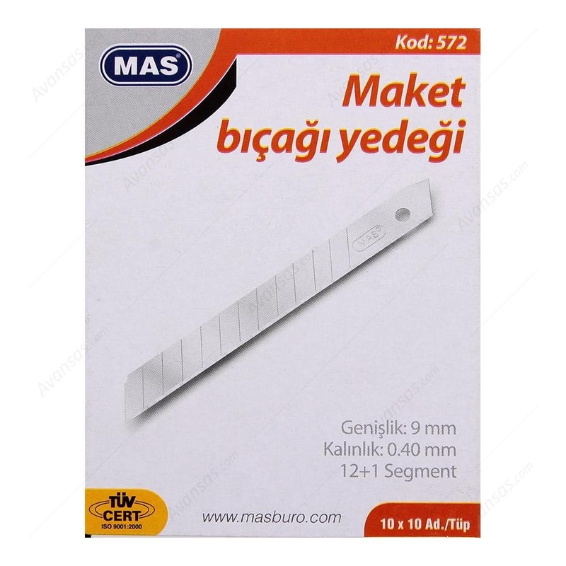 MAS 2577 GENİŞ MAKET BIÇAĞI YEDEĞİ 18mm 10LU 3LÜ BİLİSTER