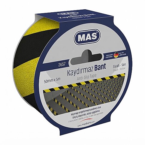 MAS 2657 KAYDIRMAZ BANT 50mmx5m SARI-SİYAH - 1