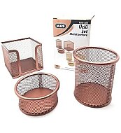 MAS 505 METAL PERFORE MASA SETİ ROSE GOLD 3LÜ - MAS