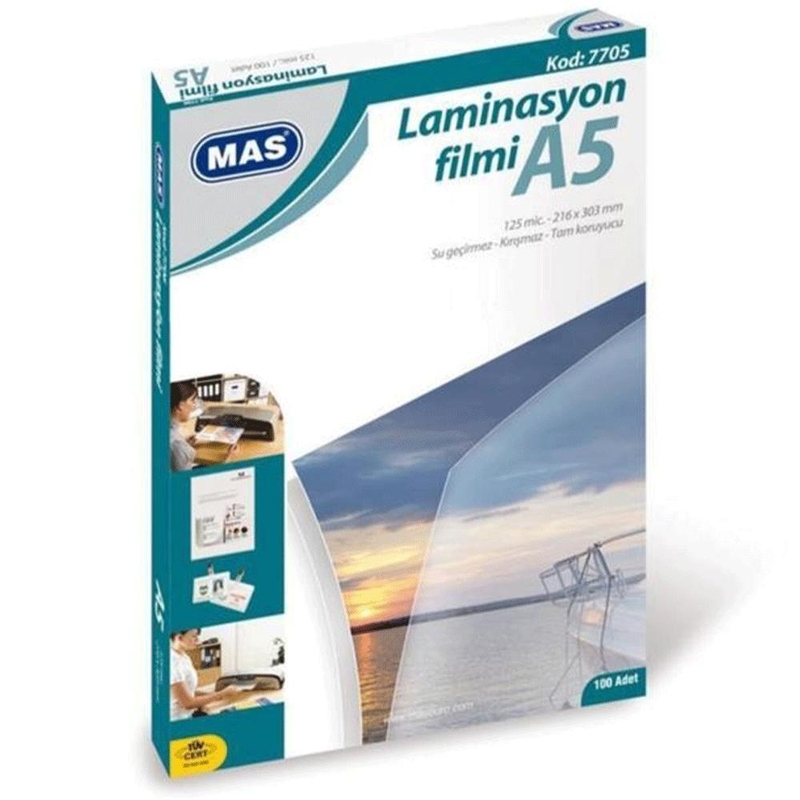 MAS 7705 LAMİNASYON FİLMİ A5 125mic 100LÜ