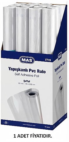 MAS 7719 YAPIŞKANLI PVC RULO 80mic 45x200cm ŞEFFAF - 1
