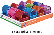MAS 9305 BİON METAL PERFORE MASA SETİ CANLI RENKLER 3LÜ (TEPSİDE) - MAS BİON (1)
