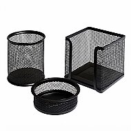 MAS 9305 BİON METAL PERFORE MASA SETİ SİYAH 3LÜ (TEPSİDE) - MAS BİON