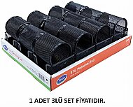 MAS 9305 BİON METAL PERFORE MASA SETİ SİYAH 3LÜ (TEPSİDE) - MAS BİON (1)