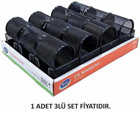 MAS 9305 BİON METAL PERFORE MASA SETİ SİYAH 3LÜ (TEPSİDE) - 2