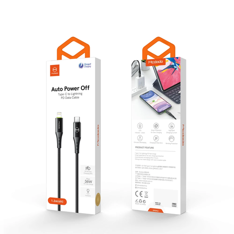 Mcdodo Ca-7360 Auto Power Off Pro Type-C To İphone Pd Data Kablosu 1.2M Siyah 3A - 10