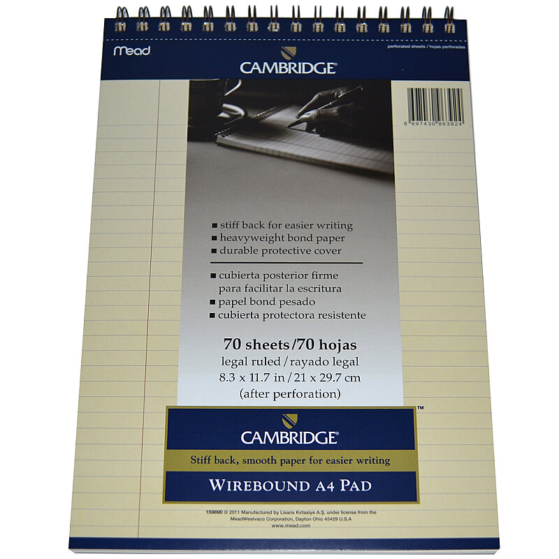 MEAD CAMBRİDGE SPİRALLİ FİLDİŞİ BLOKNOT A4 ÇİZGİLİ 70 YAPRAK (M-159890)