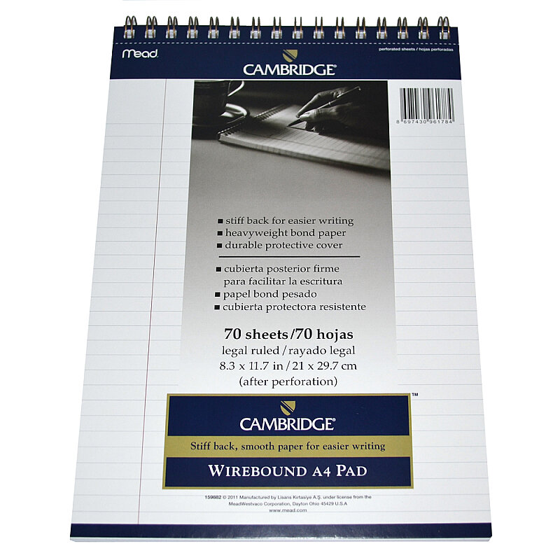 MEAD CAMBRİDGE SPİRALLİ BEYAZ BLOKNOT A4 ÇİZGİLİ 70 YAPRAK (M-159882)