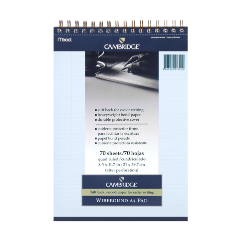 Mead Cambridge Spiralli Mavi Bloknot A4 Çizgili 70 Yaprak (M-159419) - 1