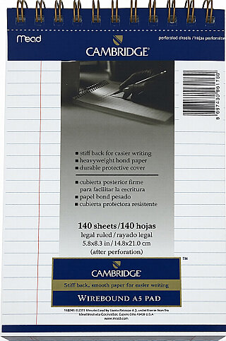 MEAD CAMBRİDGE SPİRALLİ BEYAZ BLOKNOT A5 ÇİZGİLİ 140 YAPRAK (M-143848) - 1
