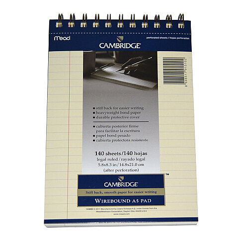MEAD CAMBRİDGE SPİRALLİ FİLDİŞİ BLOKNOT A5 ÇİZGİLİ 140 YAPRAK (M-143890) - 1