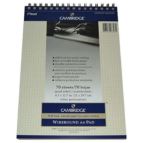MEAD CAMBRİDGE SPİRALLİ FİLDİŞİ BLOKNOT A4 KARELİ 70 YAPRAK (M-259890) - 1