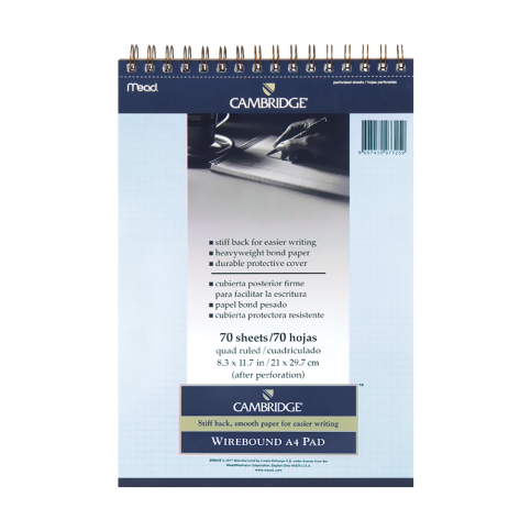 Mead Cambridge Spiralli Mavi Bloknot A4 Kareli 70 Yaprak (M-259419) - 1