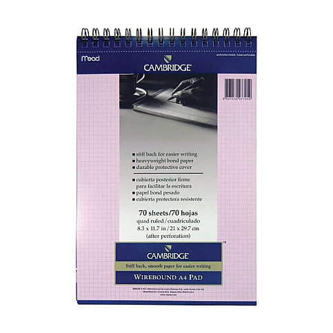 MEAD CAMBRİDGE SPİRALLİ PEMBE BLOKNOT A4 KARELİ 70 YAPRAK (M-259418) - 1