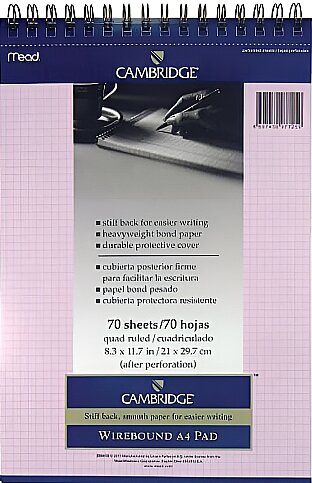 MEAD CAMBRİDGE SPİRALLİ PEMBE BLOKNOT A4 KARELİ 70 YAPRAK (M-259418) - 1