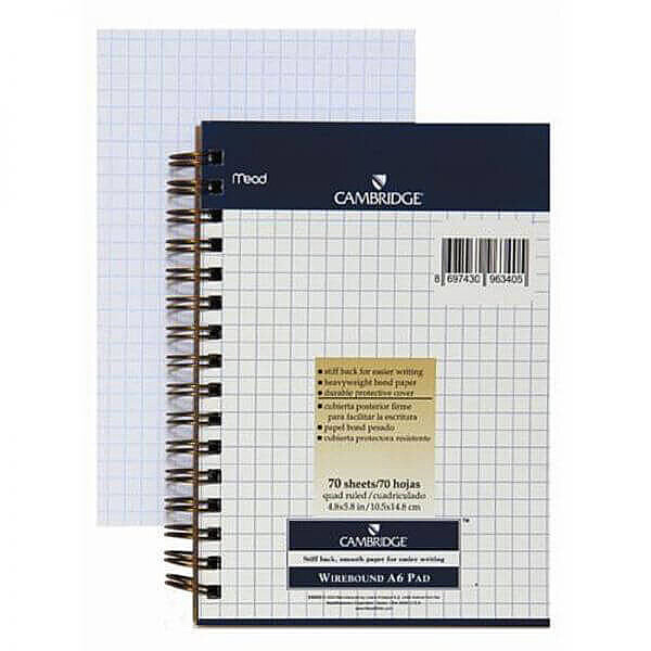 MEAD CAMBRİDGE SPİRALLİ BEYAZ BLOKNOT A6 KARELİ 70 YAPRAK (M-245433)