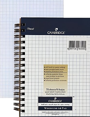 MEAD CAMBRİDGE SPİRALLİ BEYAZ BLOKNOT A6 KARELİ 70 YAPRAK (M-245433) - 1