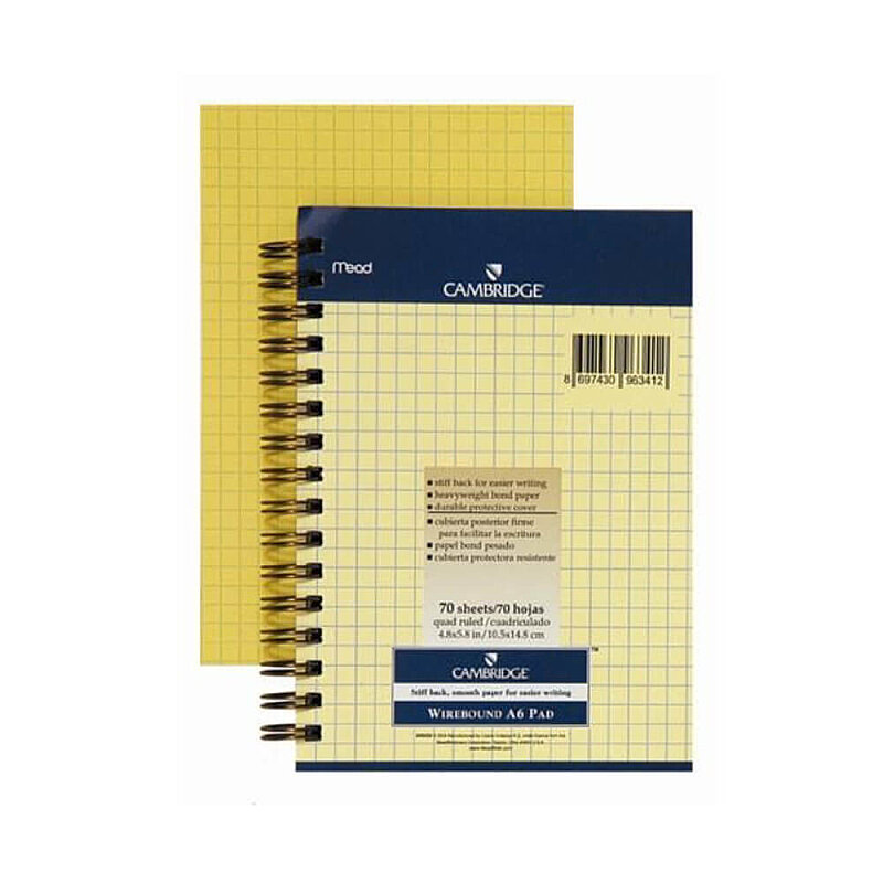 MEAD CAMBRİDGE SPİRALLİ SARI BLOKNOT A6 KARELİ 70 YAPRAK (M-245434)