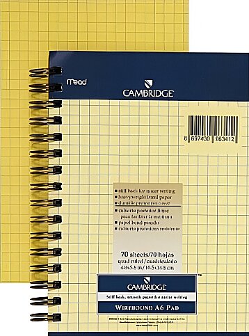 MEAD CAMBRİDGE SPİRALLİ SARI BLOKNOT A6 KARELİ 70 YAPRAK (M-245434) - 1