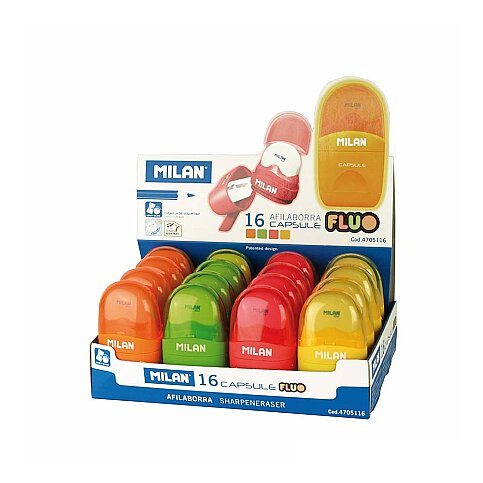 MİLAN 4705116 FLUO CAPSULE SİLGİLİ KALEMTRAŞ (15321044705116) - 1