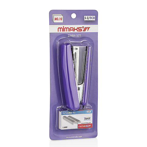Mimaks S3/Bcm Zımba Makinesi+Zımba Teli Seti No:10 12 Sayfa Mor Blister - 1