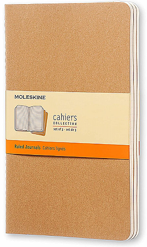MOLESKİNE QP416 CAHİER DEFTER 13x21 ÇİZGİLİ 64 YAPRAK KRAFT 3LÜ - 1