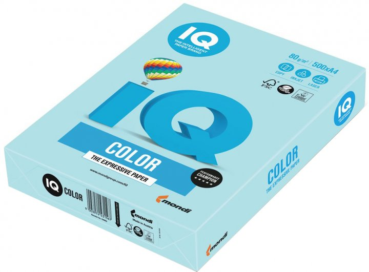 MONDİ İQ RENKLİ FOTOKOPİ KAĞIDI A4 80gr ORTA MAVİ 500LÜ (NE1332-MB30)