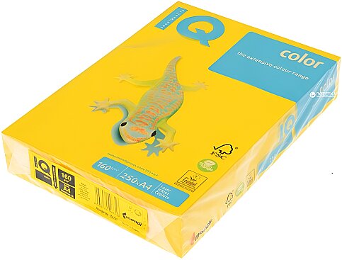MONDİ İQ RENKLİ FOTOKOPİ KAĞIDI A4 160gr HARDAL SARISI 250Lİ (NE1600-IG50) - 1