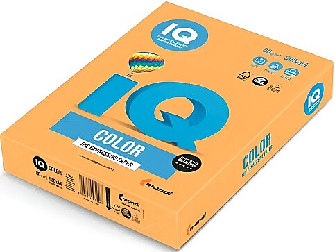 MONDİ İQ RENKLİ FOTOKOPİ KAĞIDI A4 80gr FOSFORLU TURUNCU 500LÜ (NE1350-NEOOR) - 1