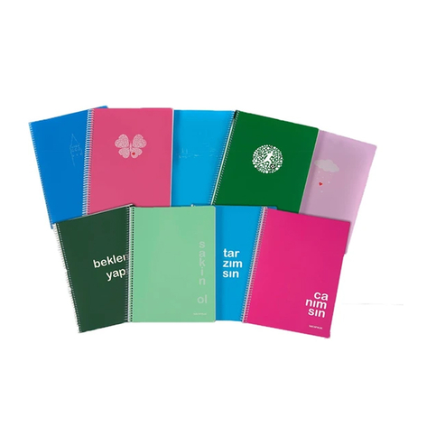 Mopak Neon Spiralli Plastik Kapak Defter A4 Çizgili 60 Yaprak - 1