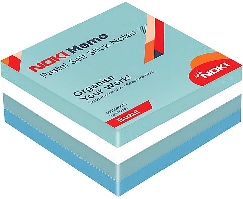 NOKİ 12013-33 MEMO YAPIŞKANLI KÜPNOT KAĞIDI 75x75 400 YAPRAK PASTEL BUZ - 1