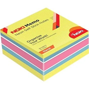 NOKİ 12014-11 MEMO YAPIŞKANLI KÜPNOT KAĞIDI 75x75 450 YAPRAK NEON HAVAİ