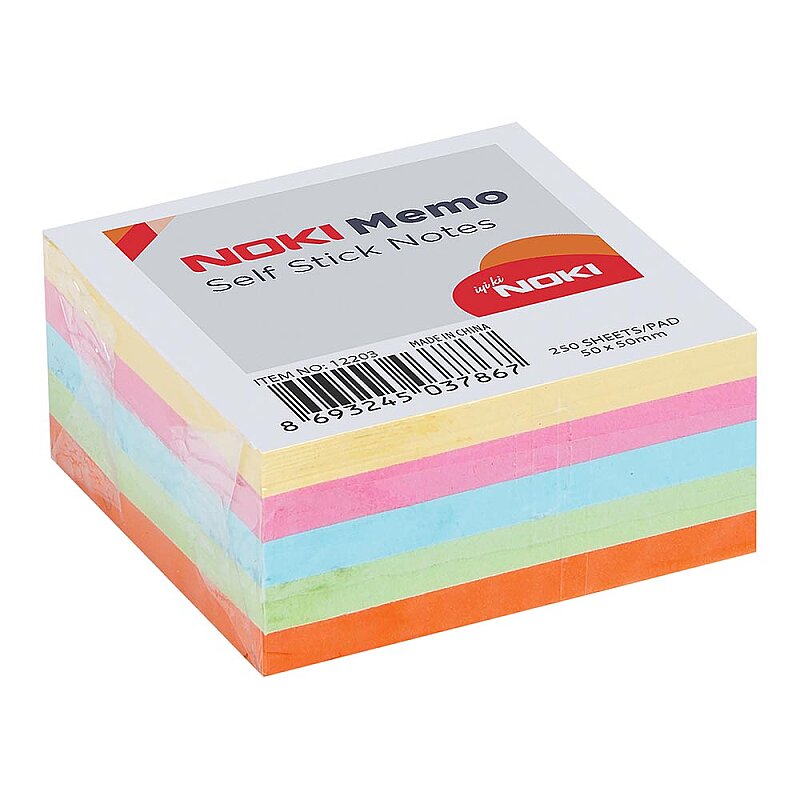 NOKİ 12203 MEMO YAPIŞKANLI KÜPNOT KAĞIDI 50x50 PASTEL 5 RENK