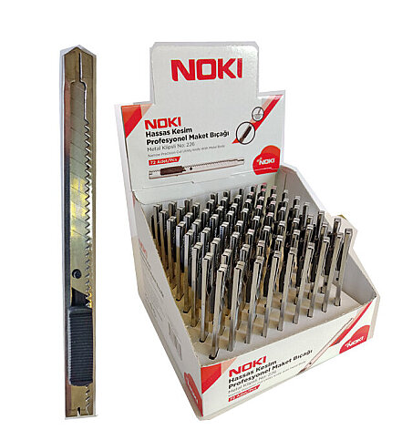 NOKİ 65226 PROFESYONEL HASSAS KESİM METAL KLİPSLİ DAR MAKET BIÇAĞI 9mm - 1